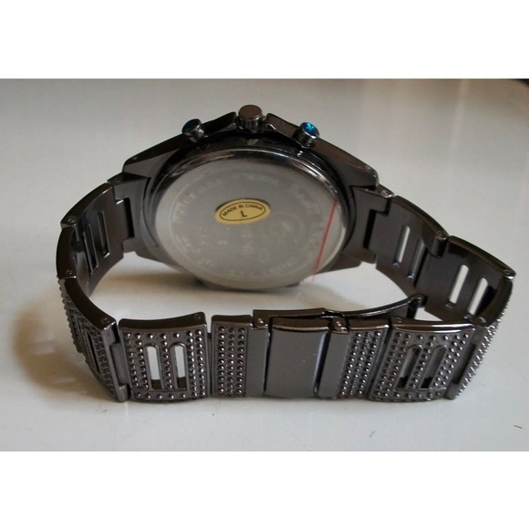 Men's Stone Hematite Finish World Map Dial Dressy Fashion Wrist watch - Picture 4 of 5